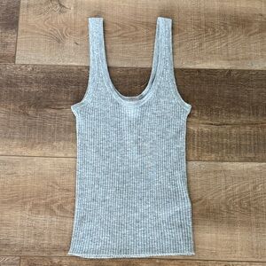J. Crew 100% Cashmere Ribbed Scoop Tank Top in Heather Gray